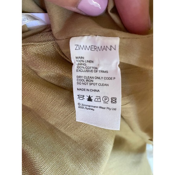 Zimmermann Mae Coquette Bow 100% Linen Tea Party Style Dress Size L - Picture 4 of 11